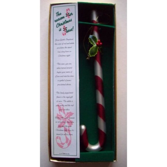 8" Candy Cane Glass Christmas Ornament & Story from Roman - Picture 1 of 5